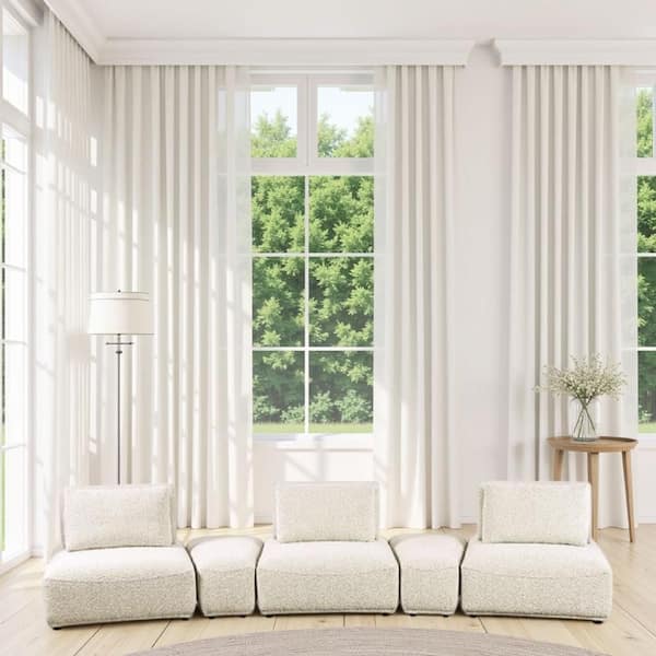 Stavan 37 in. Armless Fabric Rectangle Shape Sofa in Beige
