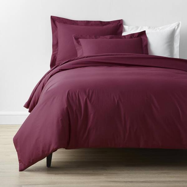 The Company Store Company Cotton Merlot Queen Cotton Percale Duvet Cover