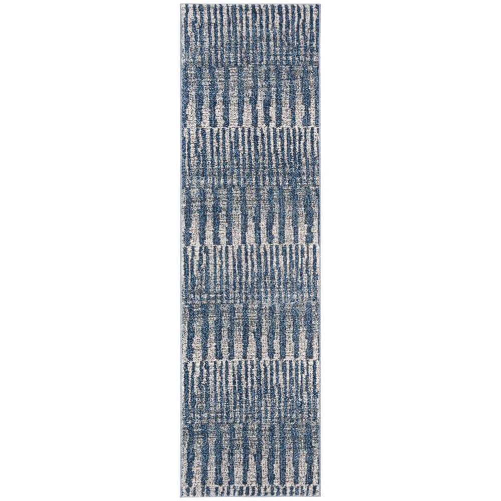 Celestial Charm Navy & Light Grey Synthetic Runner Rug - 26" x 8"