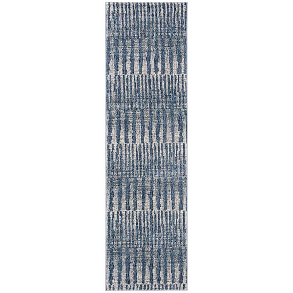 Galaxy Navy/Light Gray 2 ft. x 8 ft. Abstract Runner Rug