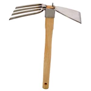 3.25 in. Carbon Steel Blade Head and 4-Prong Fork Hoe/Fork Combo Set