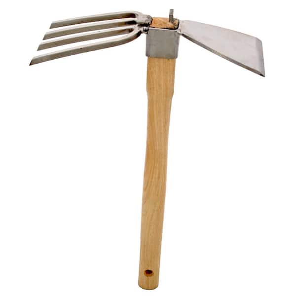 Unbranded 3.25 in. Stainless Steel Blade Head and 4-Prong Fork Hoe/Fork Combo Set