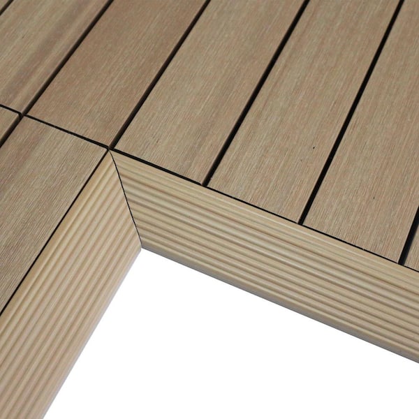 NewTechWood 1/6 ft. x 1 ft. Quick Deck Composite Deck Tile Inside Corner Fascia in Canadian Maple (2-Pieces/Box)