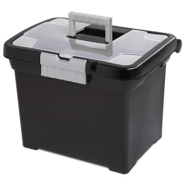 Portable Lockable 30 Qt. File Box Organizer with Handle (8 Pack)