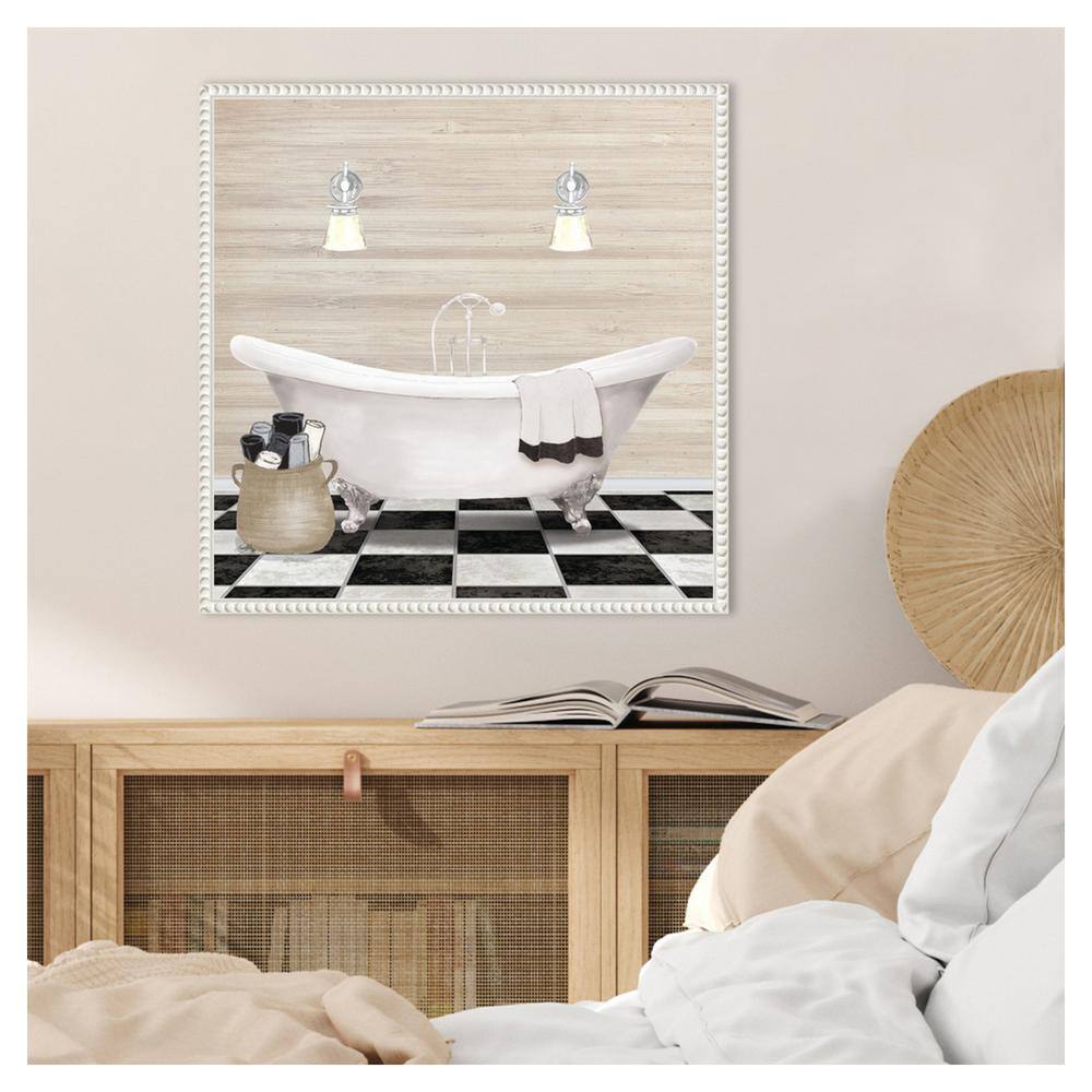 Elizabeth Medley Bathroom Scene White Canvas Wall Art with Floater Frame