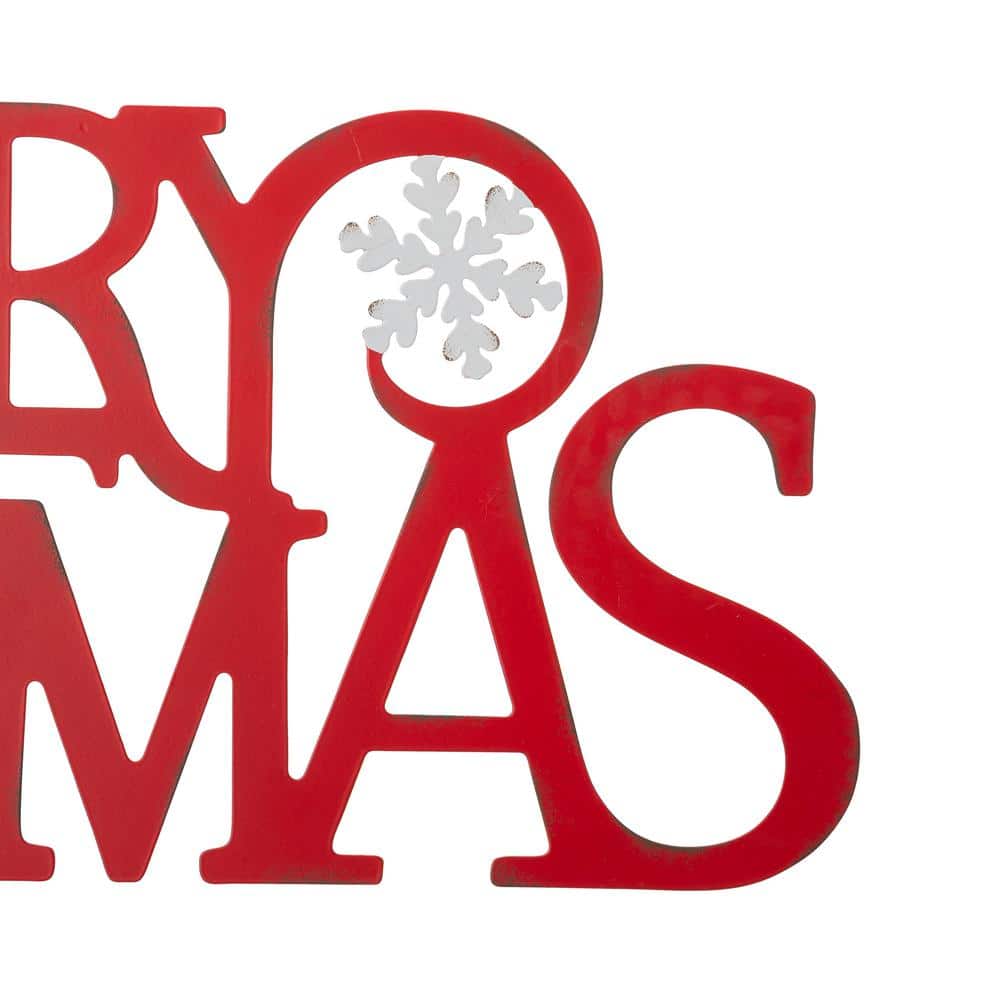 Red Iron Merry Christmas Outdoor Wall Sign