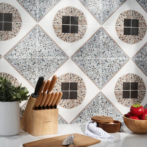 Ivy Hill Tile Grain Deco Azur 7.87 in. x 7.87 in. Matte Porcelain