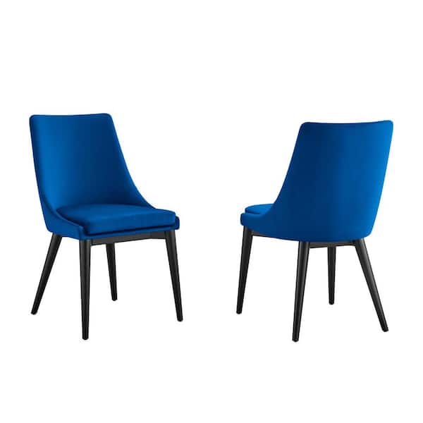MODWAY Viscount Accent Performance Velvet Dining Chairs - Set of 2 in Navy