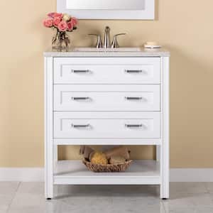 Northwind 31 in. W x 19 in. D x 36 in. H Single Sink Bath Vanity in White with Silver Ash Cultured Marble Top