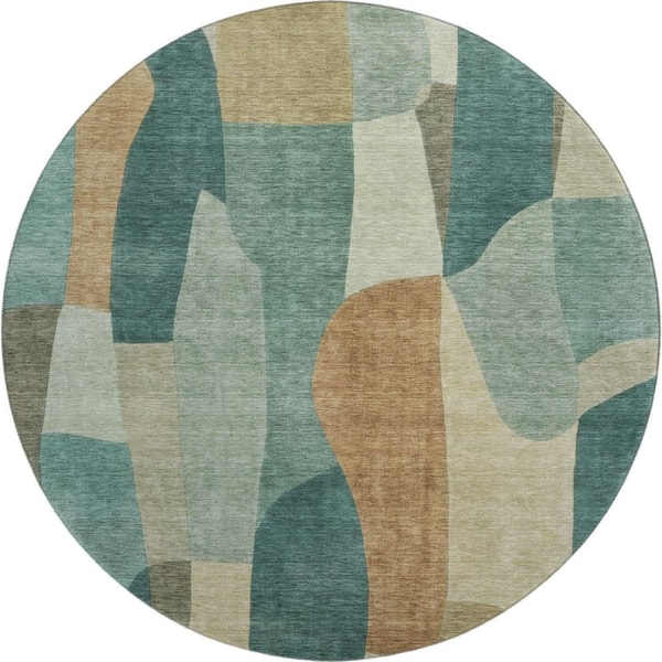 Best Machine Washable Rugs Round Addison Rugs Mayfield Premium Machine Washable Abstract AMF2376 Teal 8 ...