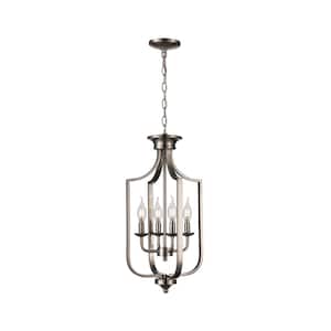 Hillcrest 12 in. 4-Light Brushed Nickel Pendant Light Fixture with Metal Shade