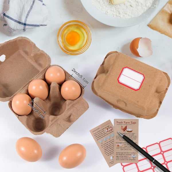 40-Pack Brown Half Dozen Egg Cartons Bulk 6-Count, Empty Natural Paper Pulp Egg Cartons Made from Natural Cardboard