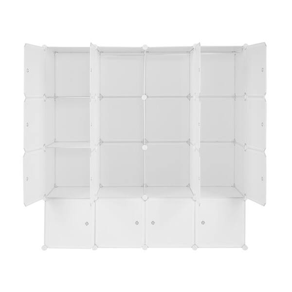 16-Cube Portable top Closet Wire Cube Storage, Modular Bookshelf, White