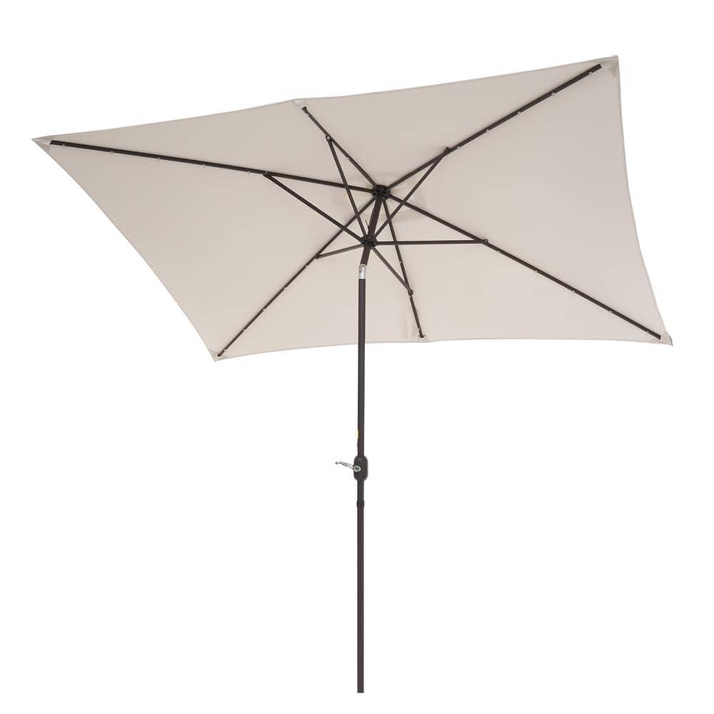 10 ft. x 6.5 ft. Steel Outdoor Solar LED Lighted Patio Market Umbrella with
