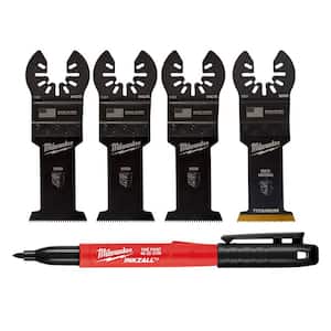 1-3/8 in. Multi-Tool Oscillating Blade Set (4-Piece) and 1 Inkzall Black Fine Point Jobsite Permanent Marker
