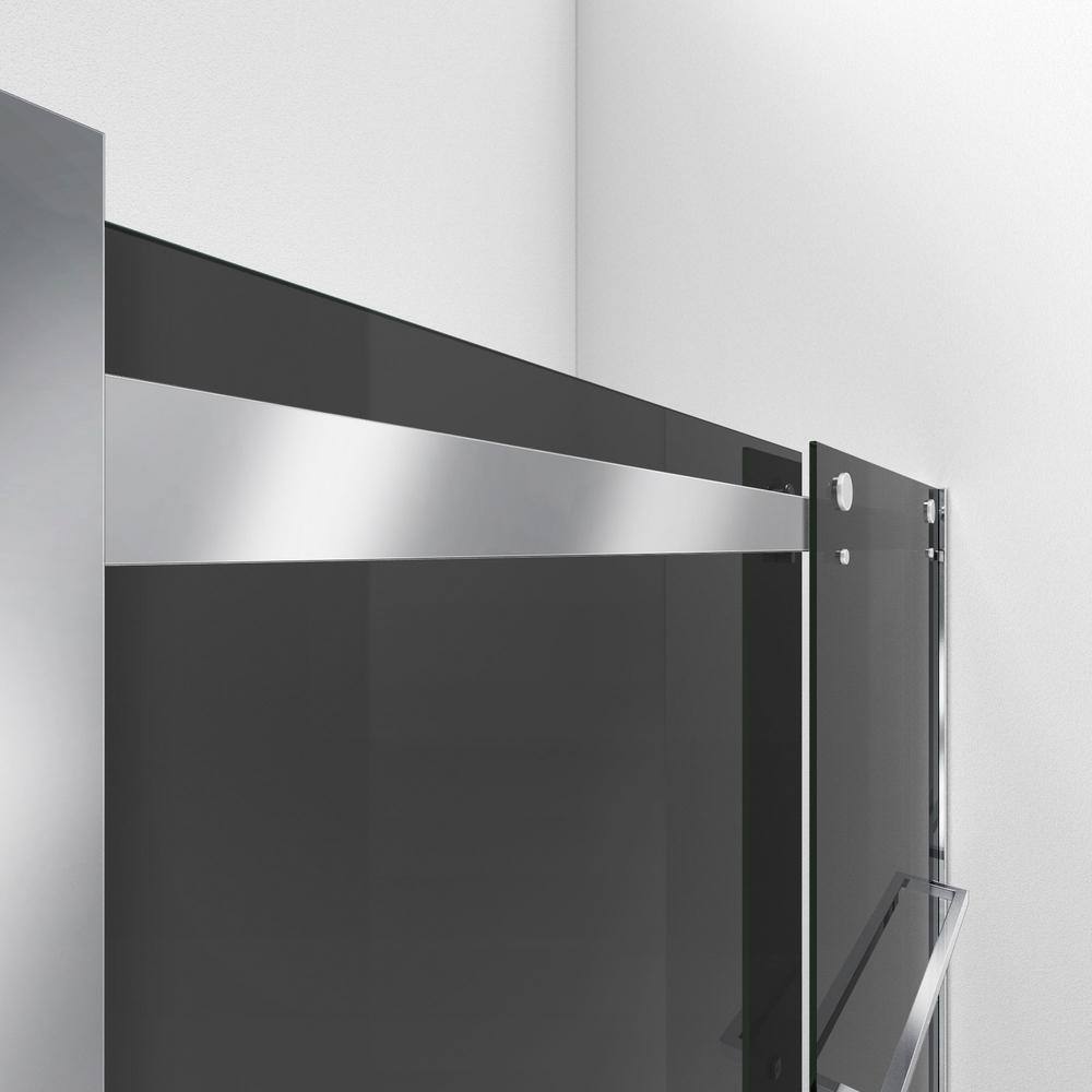 Essence-H 48" x 76" Semi-Frameless Chrome and Gray Glass Shower Door