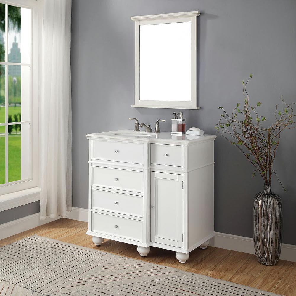 Buy Hampton Harbor 36 in. W x 22 in. D Bath Vanity in White with ...