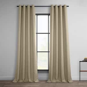 Thatched Tan Faux Linen Grommet Room Darkening Curtain - 50 in. W x 108 in. L (1 Panel)
