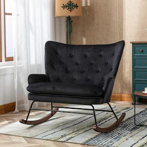 Black Fabric Rocking Side Chair High Back Arm-Sofa
