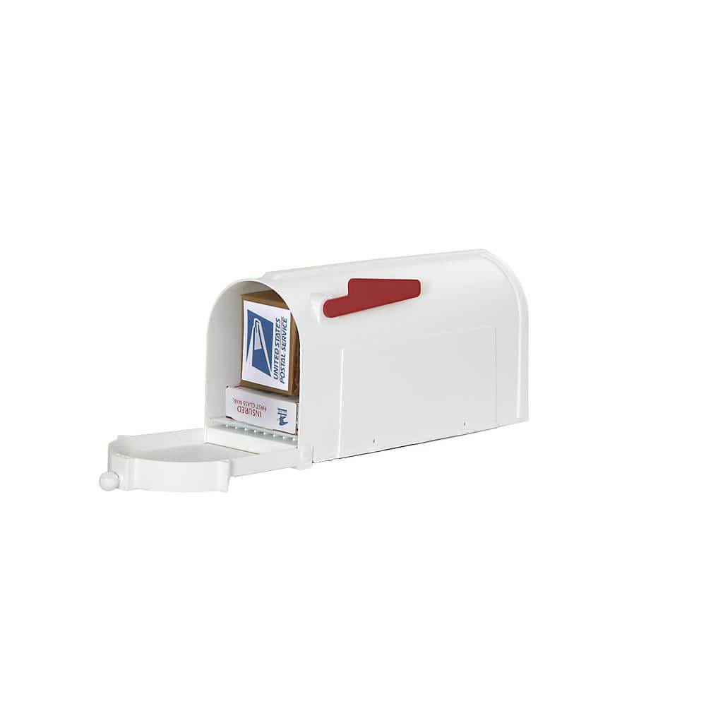 Ambrose Large White Lockable Plastic Post Mount Mailbox