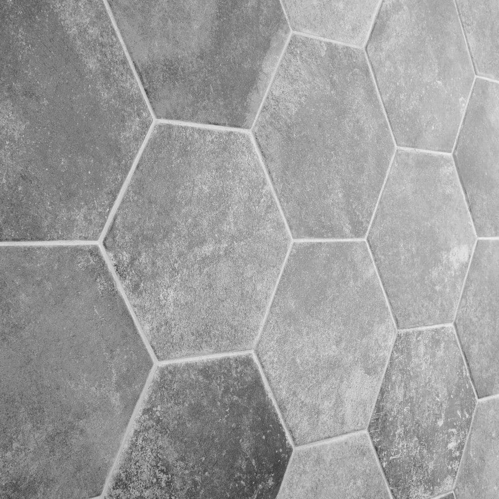 Gray Hexagon Matte Porcelain Floor and Wall Tile