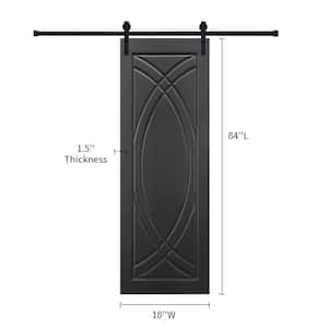 AIOPOP HOME Modern Z Frame 21 in. x 84 in. MDF Black Barn Sliding