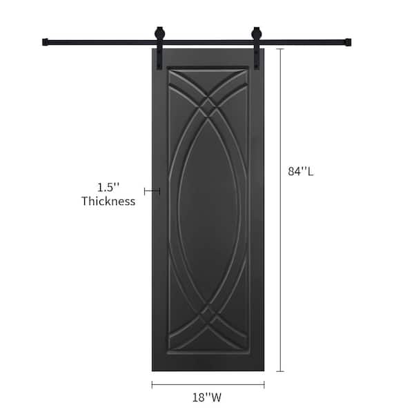 AIOPOP HOME Modern Z Frame 21 in. x 84 in. MDF Black Barn Sliding