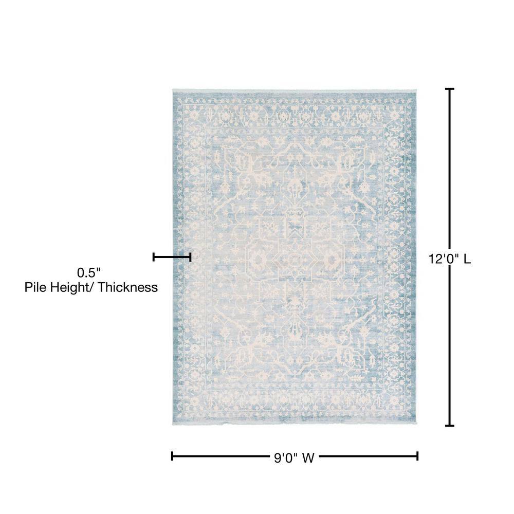 Light Blue and Ivory Abstract Rectangular Area Rug