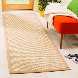 Natural Fiber Beige 3 ft. x 8 ft. Border Runner Rug