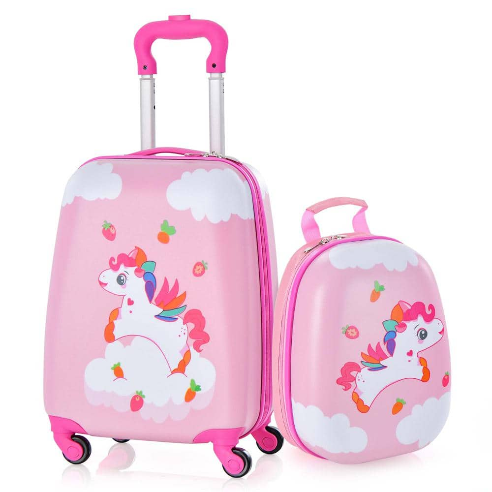 Costway 2-Piece Kids Carryon Luggage Set 12 in. Backpack and 16 in ...