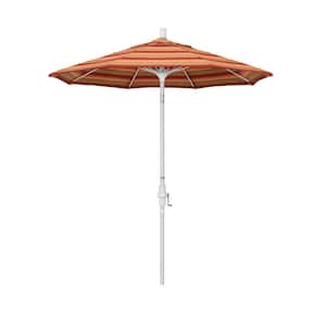 7.5 ft. Matted White Aluminum Market Patio Umbrella Fiberglass Ribs and Collar Tilt in Astoria Sunset Sunbrella