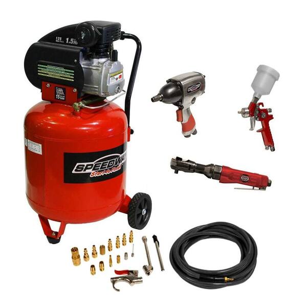 SPEEDWAY 15 gal. 125 psi 1.5 HP Air Compressor with Bonus Tool Set