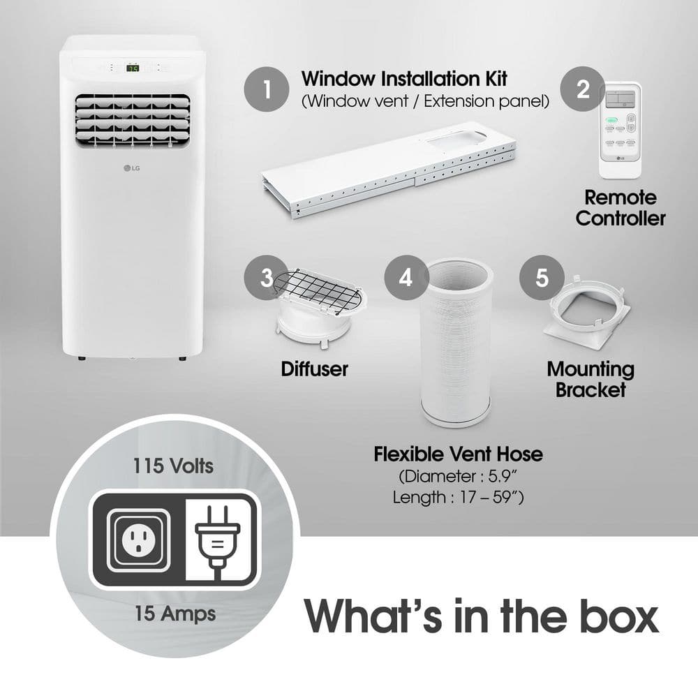 LG 6,000 BTU White Portable Air Conditioner with Remote