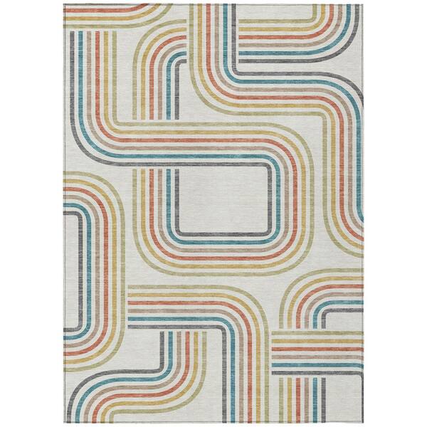 Chantille Machine Washable Indoor/Outdoor Abstract ACN2535 Ivory 10 ft. x 14 ft. Area Rug