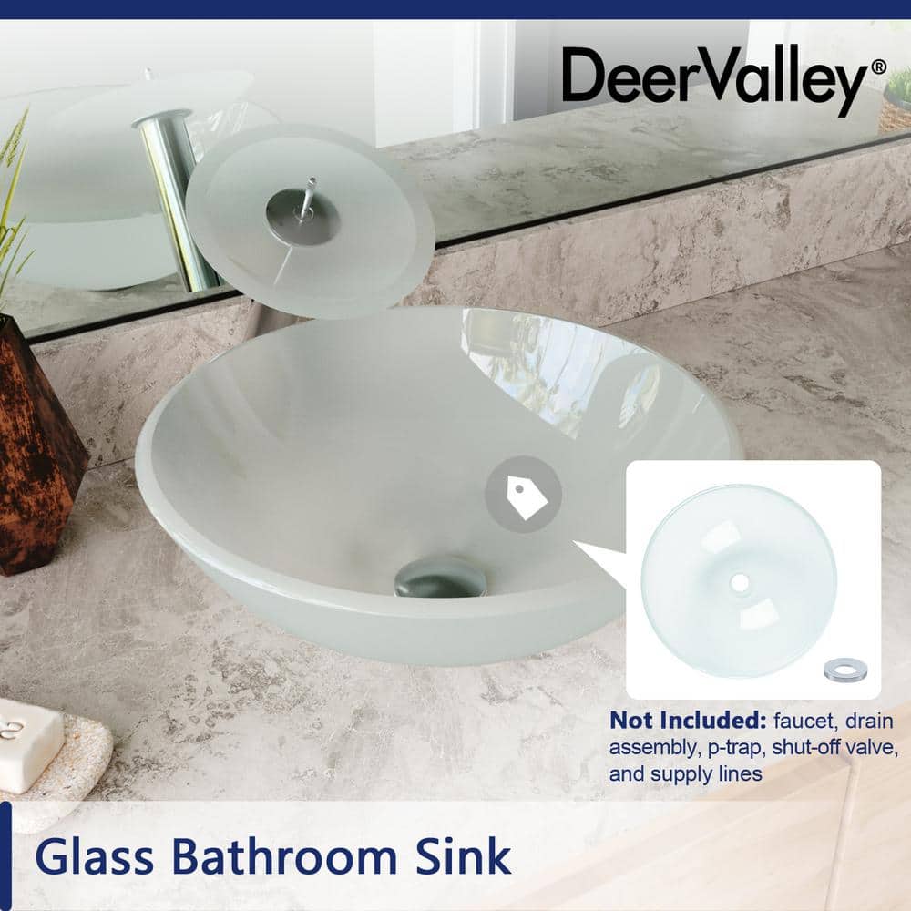 Frosted White Glass Circular Vessel Bathroom Sink