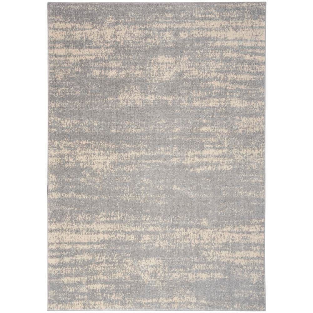 Essential Abstract Grey/Beige Synthetic 4' x 6' Outdoor Rug