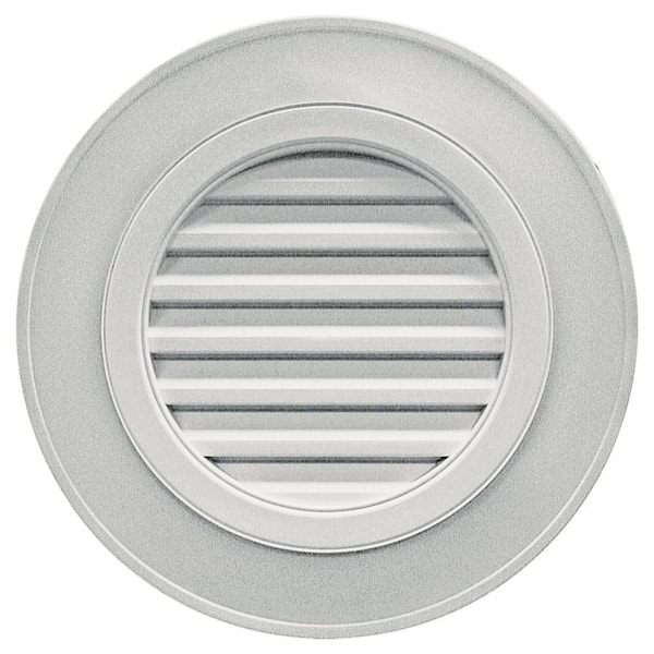 Builders Edge 28 in. x 28 in. Round Gray Plastic Weather Resistant Gable Louver Vent