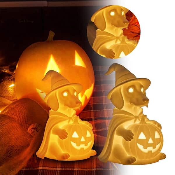 Halloween Glowing Dachshund & French Bulldog Ghost Dog Figurine