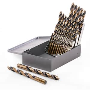 1/16 in. - 1/2 in. Titanium 135-Degree Split Jobber Length Black and Gold Industrial Drill Bit (29-Pieces)