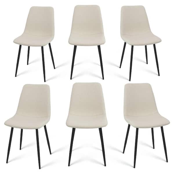 Fabric Beige Upholstered Dining Side Chair (Set of 6)