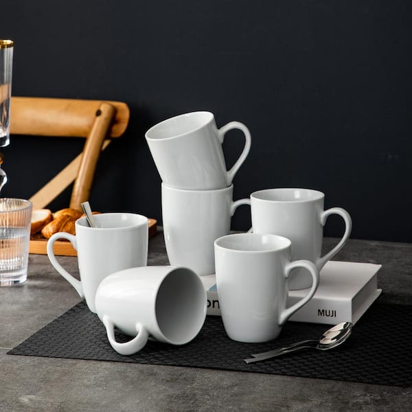MALACASA Elisa Ivory White Porcelain 16 oz. Coffee Mug for Coffee, Tea,  Cocoa, Set of 6 ELISA-6MUGS - The Home Depot