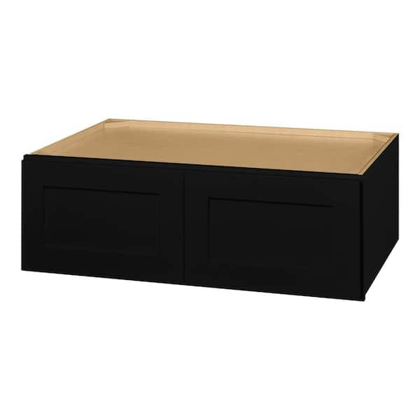 Avondale 36 in. W x 24 in. D x 12 in. H Ready to Assemble Plywood Shaker Wall Bridge Kitchen Cabinet in Raven Black