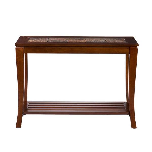 Home Decorators Collection Cambria Brown Cherry Slate Console Table-DISCONTINUED