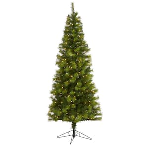 6.5 ft. Pre-Lit Green Valley Pine Artificial Christmas Tree with 300 Warm White LED Lights