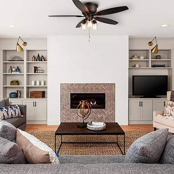 Stoneridge 52 in. Indoor/Outdoor LED Bronze Hugger Ceiling Fan with Light Kit and 5 Reversible Blades