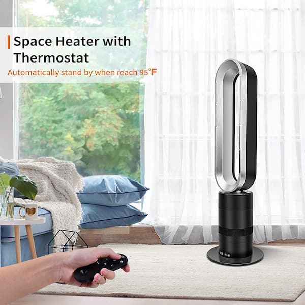 ignorere Appel til at være attraktiv beskydning Edendirect 32 in. Space Heater Bladeless Tower Fan Heater and Fan Combo 9H  Timer 10 Speeds with Remote Control Black and Grey DHS0RA220510001 - The  Home Depot