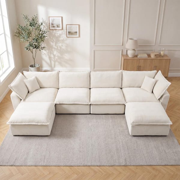 170" Oversized Modular Sectional Sofa,U-Shaped Boneless Couch with Movable Ottoman for Living Room,26.8" Extra Deep Seat