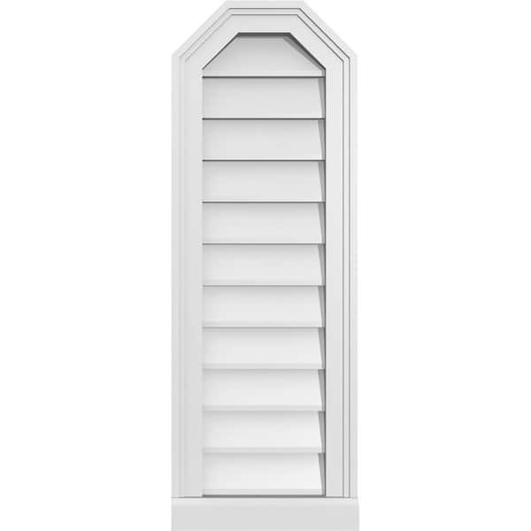 Ekena Millwork 12 in. x 34 in. Octagonal Top Surface Mount PVC Gable Vent: Decorative with Brickmould Sill Frame