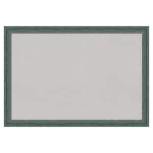 Upcycled Teal Grey Wood Framed Grey Corkboard 39 in. x 27 in. Bulletin Board Memo Board