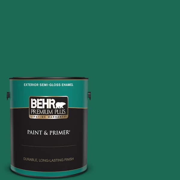 BEHR PREMIUM PLUS 1 gal. #480B-7 Clover Brook Semi-Gloss Enamel Exterior Paint & Primer